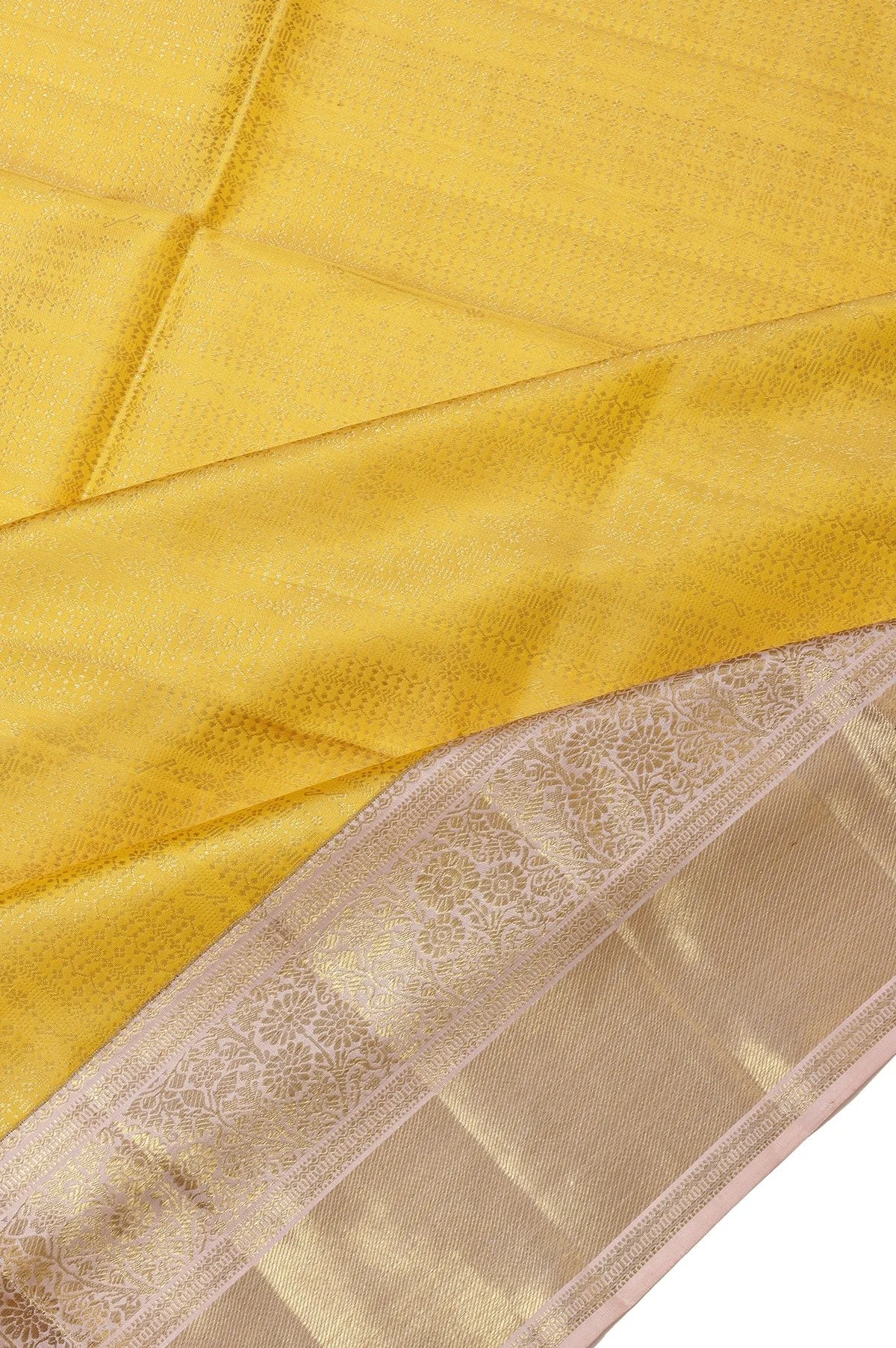 Yellow Kanchipuram Silk Zari Saree - Image 2