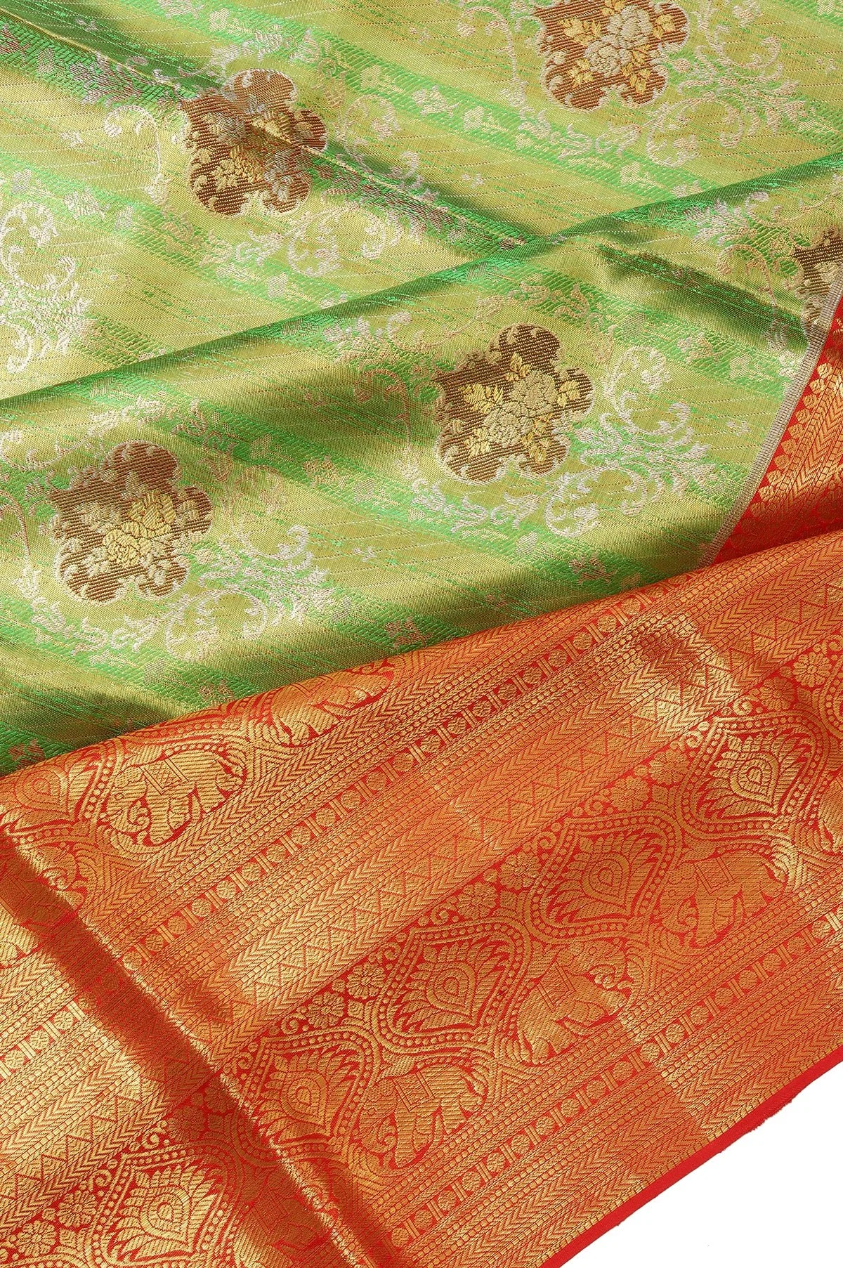 Parrot Green Kanchipuram Silk Luxurious Saree - Image 2