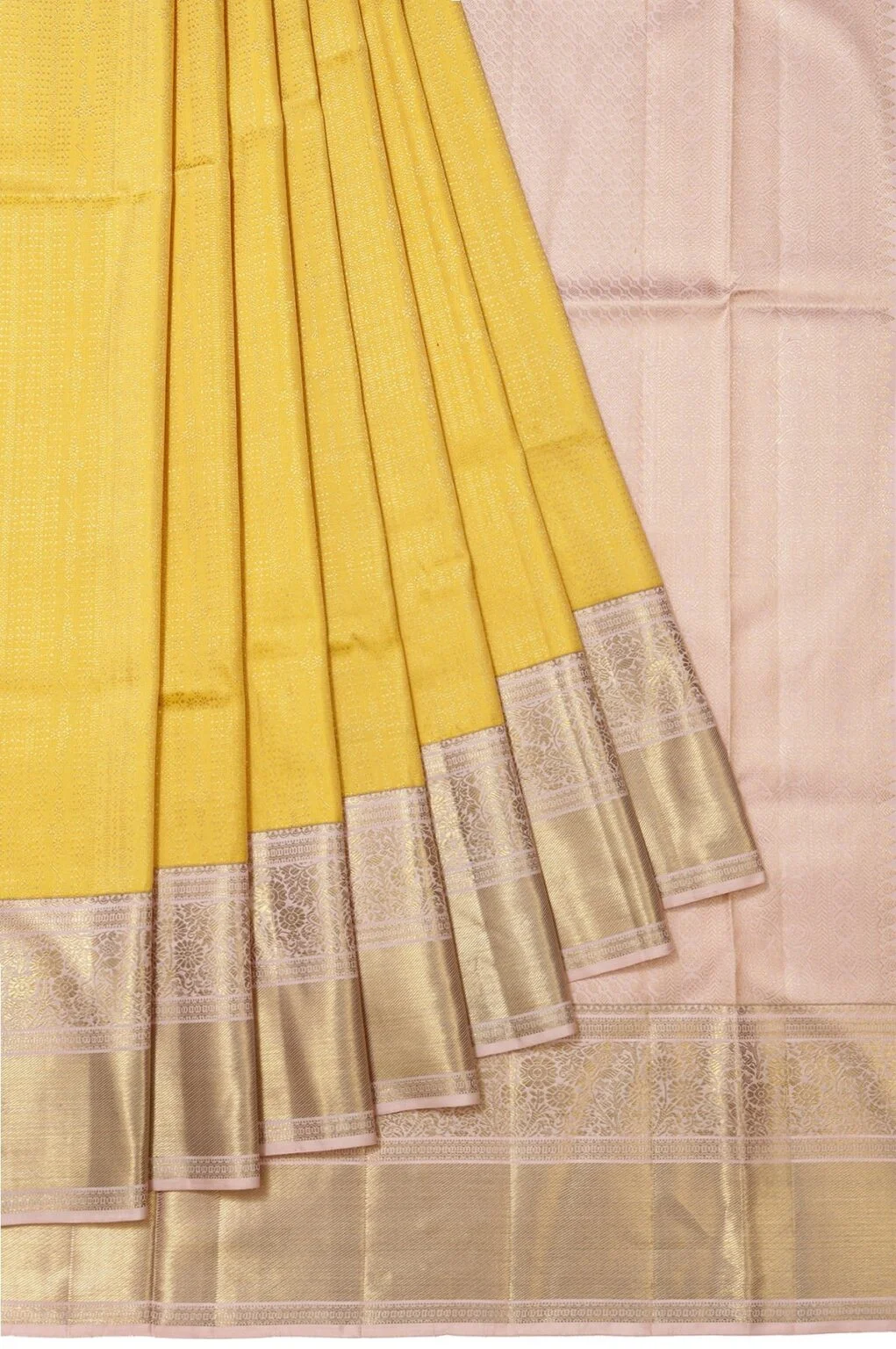 Yellow Kanchipuram Silk Zari Saree