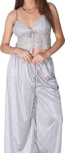 Women's Satin Kimono Robes Bridesmaid Wedding Robes Silky Bathrobes Summer Loungewear Nightsuit Nighty Honeymoon Special（Grey）