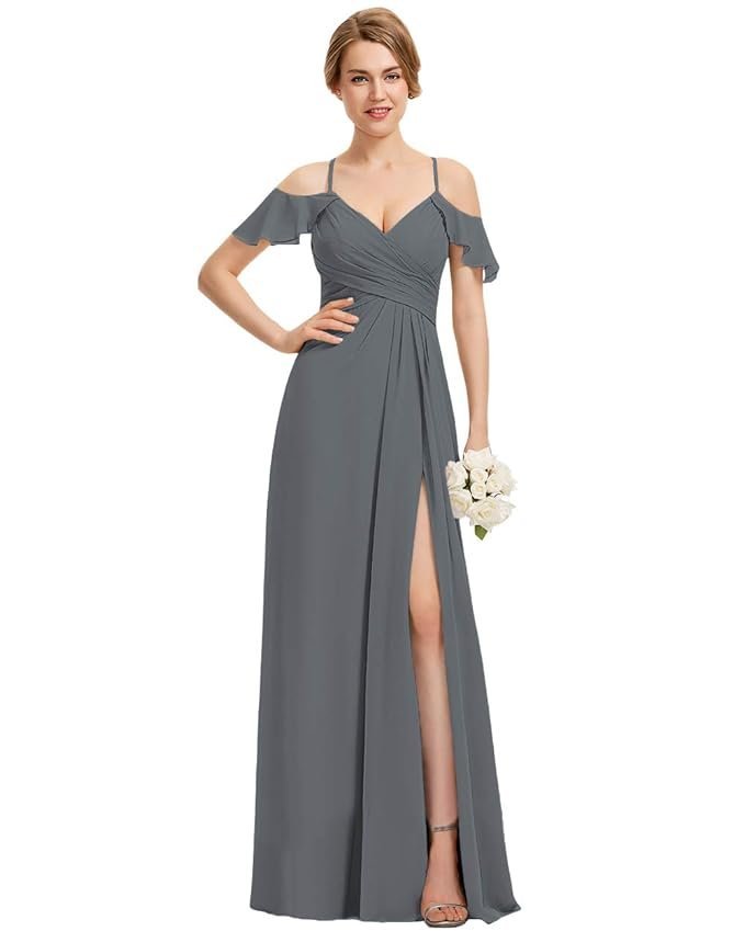 Polyester Off-Shoulder Floor-Length Gown