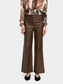 Brown Leather Flare Trousers