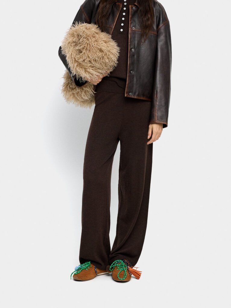 Brown Straight Knit Trousers - (XS-S fit)