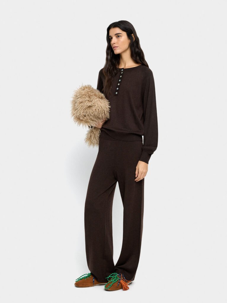 Brown Straight Knit Trousers - (XS-S fit) - Image 2