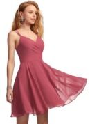 Wine Chiffon A-Line Mini Gown