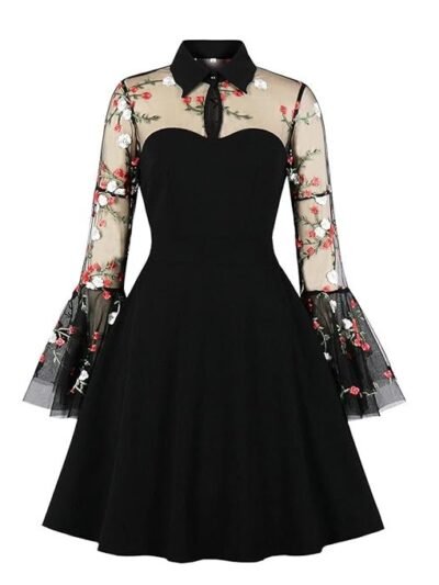 Women's Vintage Polka Dot 1950s Audrey Retro Rockabilly Prom Dress 50's 60's A-Line Cocktail Party Swing Dress, X-Large