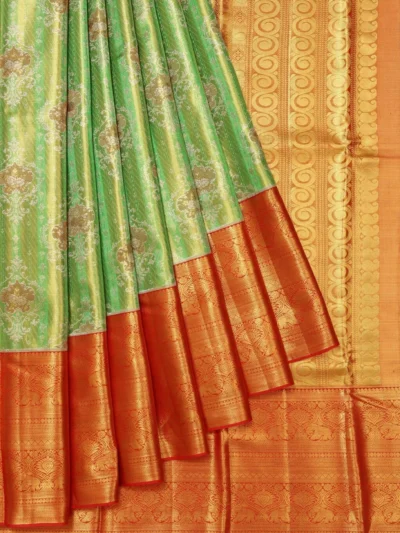 Parrot Green Kanchipuram Tissue Silk Saree