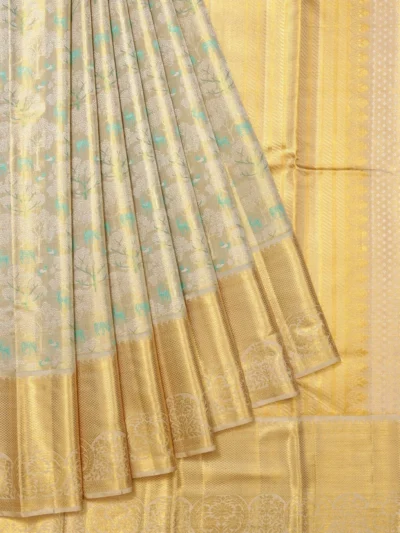 Sandal Kanchipuram Tissue Silk Saree