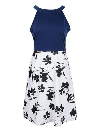 Women's Floral Sleeveless Off-Shoulder Party Prom Swing Dress White XL | Dresses | Womens Clothing