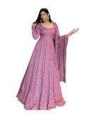 Purple Omkar Textile's Light Gown with Dupatta Set for wedding