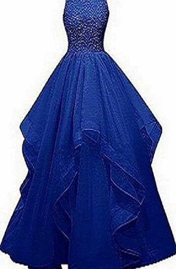 Net Wedding Maxi Dress for Women (Royal Blue)