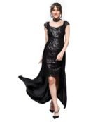 Women's Embellished Fit & Flare Maxi Dress (Black)