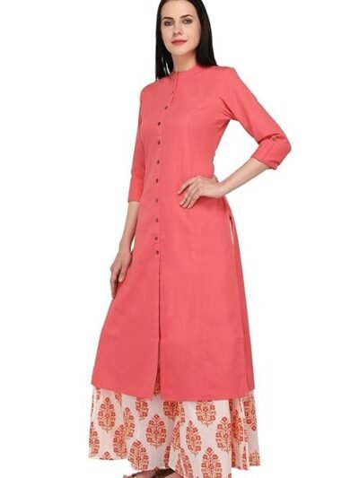 Women's Cotton Solid Readymade Salwar Suit Set（Peach）