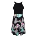 Women's Floral Sleeveless Off-Shoulder Party Prom Swing Dress Pink Green M