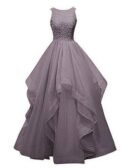 Grey Net Maxi Wedding For Women Dress