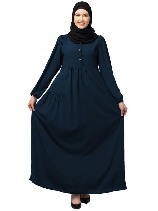 Umbrella Abaya with Elasticated Cuffs and Fashionable Buttons Made in Nida Matte