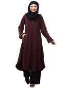 Knee Length Abaya With A Top And Plazo - Made with Nida Matte for Women