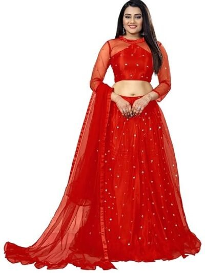 Elegant and Stylish Lehenga Choli for Women – Traditional Indian Wear with Embroidery, Perfect for Weddings and Festivals (Butti-Red)
