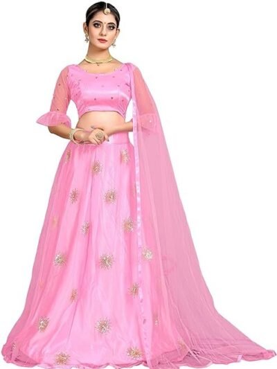 Elegant and Stylish Lehenga Choli for Women – Traditional Indian Wear with Embroidery, Perfect for Weddings and Festivals (Surya-Pink)