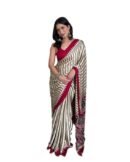 Light Beige Satin Saree with Blouse Piece
