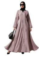 Luxury Embroidered Abaya for Women with Black Hijab | Elegant Full-Length Modest Dress(Pink)