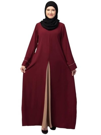 Women A-line Abaya Dress With Front Box design Flared Sleeves & Side Pocket Made in Nida Matte fabric for Ladies and Girls