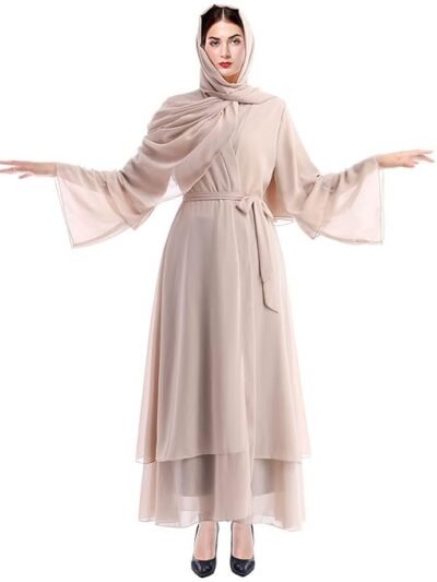 Abayas for Women Muslim Dubai Dress Solid Loose Fit Long Cardigan Islamic Kaftan Robe Open Front Maxi Length