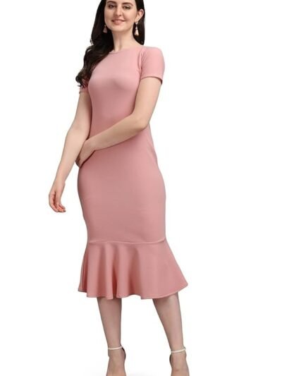 Women’s Bodycon Midi Dress(Peach)