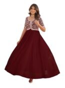 Georgette Embroidered Anarkali Gown for Women(Maroon)