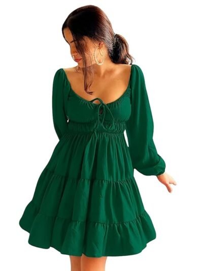 Mini Dress for Women | One Piece Dresses for Womens | Stylish Dress for Woman |Mini Dresses Rayon for Women(Green)