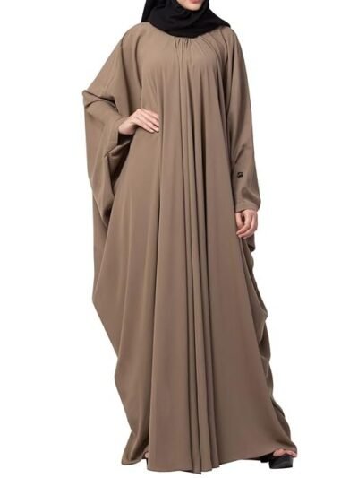 One Size Kaftan Abaya for Women – Firdaus Fabric, Pleated Neckline & Elegant Drape – Modest Muslim Dress