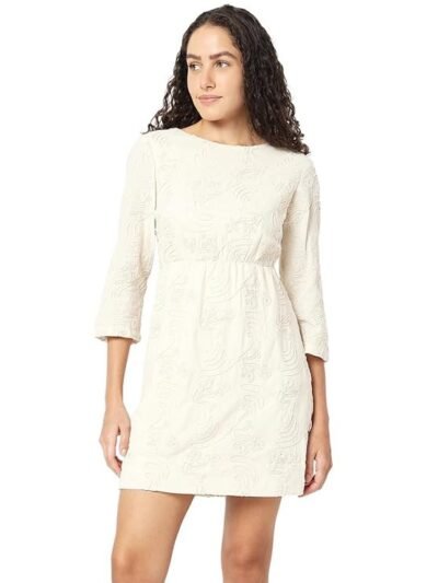 Women's Cotton Fit and Flare Above The Knee Dress（Birch）