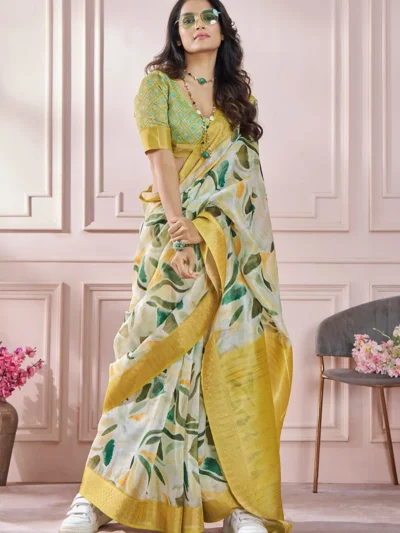 Soft Silk Printed Zari Woven Saree After Six Wear