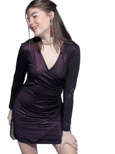 Women's Long Sleeves V-Neck Solid Dresses| Dresses Women| Dresses| Stylish| Party Dresses
