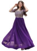 Purple Georgette Ankle-Length Anarkali Gown