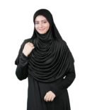 Hijab Stretchable Frilled Hijab Scarf for Muslim Women | Soft Polyester Stylish Hijab for Women (Black)