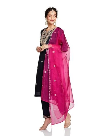 Women's Embroidered Kurta Set with Organza Dupatta