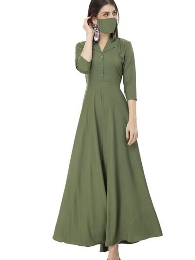 Women's Fit and Flare Maxi Dress(Green)