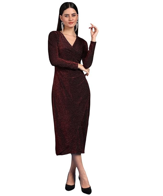 Maroon Textured Bodycon Maxi Dress