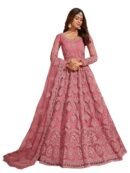 Net Embroidered Semi-Stitched Gown