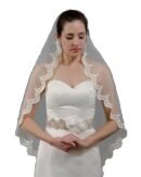Wedding Bridal Veils 1 Tier Muslim Lace Flower Edge Tulle Wedding Church Veil Bride Hair Accessories for Women and Girls (Ivory)