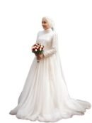 White Satin Fit-and-Flare Floor-Length Abaya