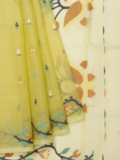 Parrot Green Bengal Jamadani Saree