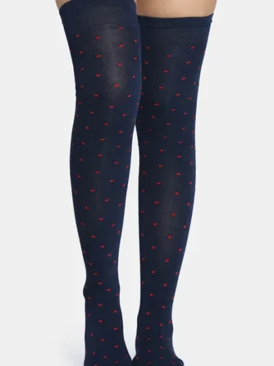 Navy Blue Cotton Elastane Full Length Socks