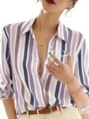 Women’s  Purple Landscape Print Crepe Shirt – Stylish Western Long Shirt with Spread Collar| Shirt for Women Stylish Western