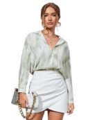 Women's Rayon Oversized Shirt Korean Style Long Sleeve Oversized Button Down | Workwear Top for Office