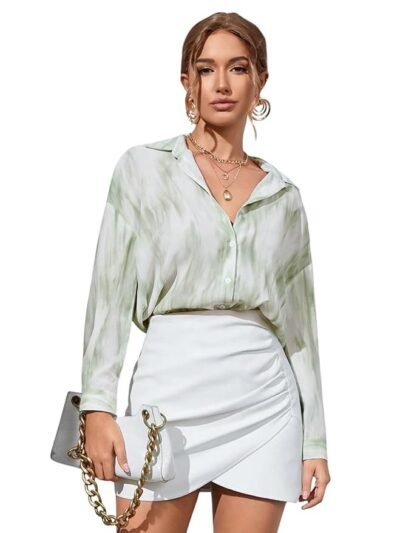 Women's Rayon Oversized Shirt Korean Style Long Sleeve Oversized Button Down | Workwear Top for Office