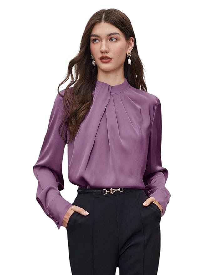Top for Women Regular Fit Latest Stylish Office Wear Western Top(Purple)