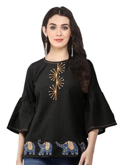 Women's Cotton Patch Work Straight Top for Women