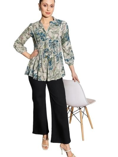 Women Floral Regular Fit Tops | Blouse | Elasticated Cuffs | Shirt